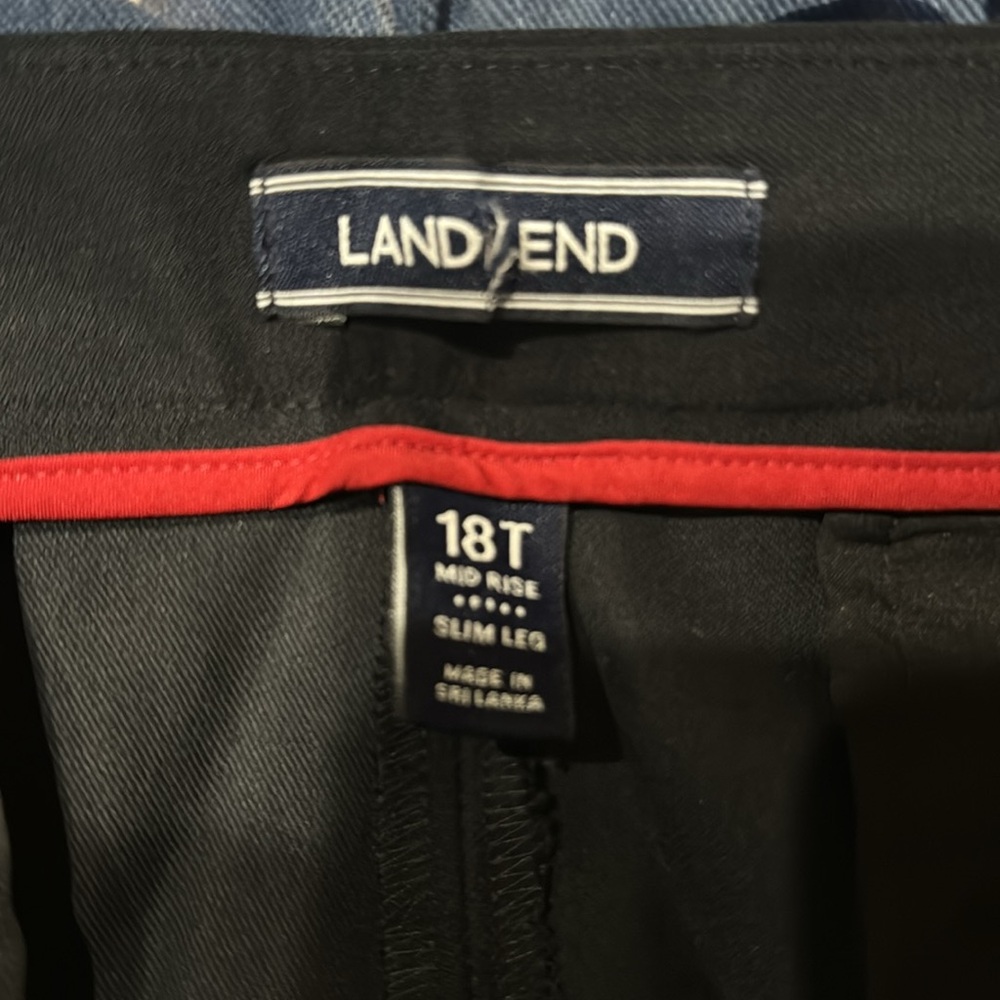 Lands' End Womens Black Mid Rise Slim Leg Pencil Pants Size 18T Side Zipper - Picture 2 of 2